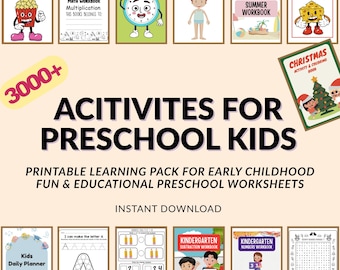 Hojas de trabajo para preescolar: más de 3000 páginas y actividades de aprendizaje (descarga inmediata)