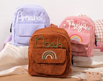 Personalized Corduroy Toddler Backpack – Embroidered Name