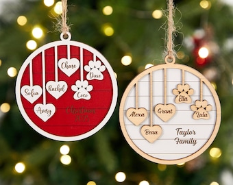 2026 Family & Pet Ornament,Personalized Christmas Family Ornament,Custom Wood Ornament With Pet, Christmas Gift For Family,Christmas Decor.