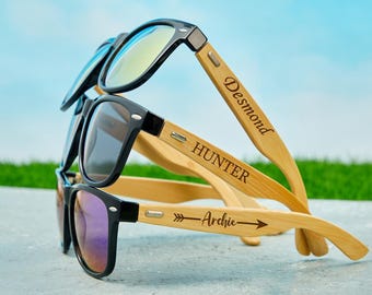 Personalized Wooden Sunglasses,Custom Sunglasses,Engraved Sunglasses,Best Man Gift,Groomsman Gift Set 3 4 5,Usher Gift For Him,Father’s Day.