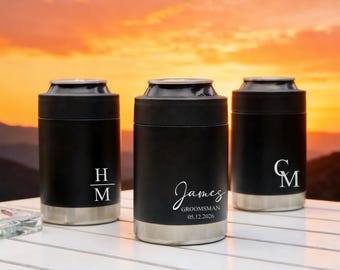 Custom Metal Can Cooler,Engraved Can Cooler,Groomsman Can Cooler,Groomsmen Gift,Beer Can Holder,Bachelor Party Gift For Him,Best Man Gift.