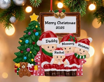 Family Name Christmas Ornaments, Custom 2025 Family of 3 4 5 Ornament,Personalized Holiday Ornament, Family Christmas Gift,Xmas Tree Decor
