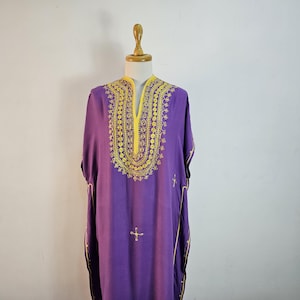Moroccan Gandoura for Women – Traditional Handmade Kaftan Dress, Soft Cotton Loungewear
