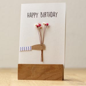 Glückwunschkarte mit Trockenblumen | Happy Birthday | nachhaltig | Klappkarte B6