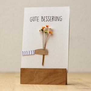 Karte mit Trockenblumen | Gute Besserung | nachhaltig | Klappkarte B6