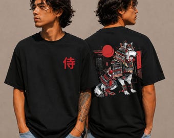 Harajuku Shirt, Comfort Colors Samurai Wolf Tshirt, Japanese Streetwear, Harajuku Fashion, Samurai Shirt, Japanese Wolf