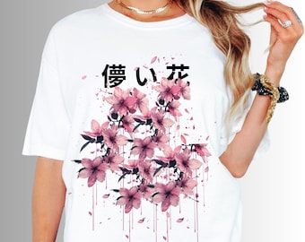 Comfort Colors Harajuku Shirt, Japanese Streetwear Tee, Sakura Shirt, Cherry Blossom, Floral Graphic Tshirt, Harajuku Fashion