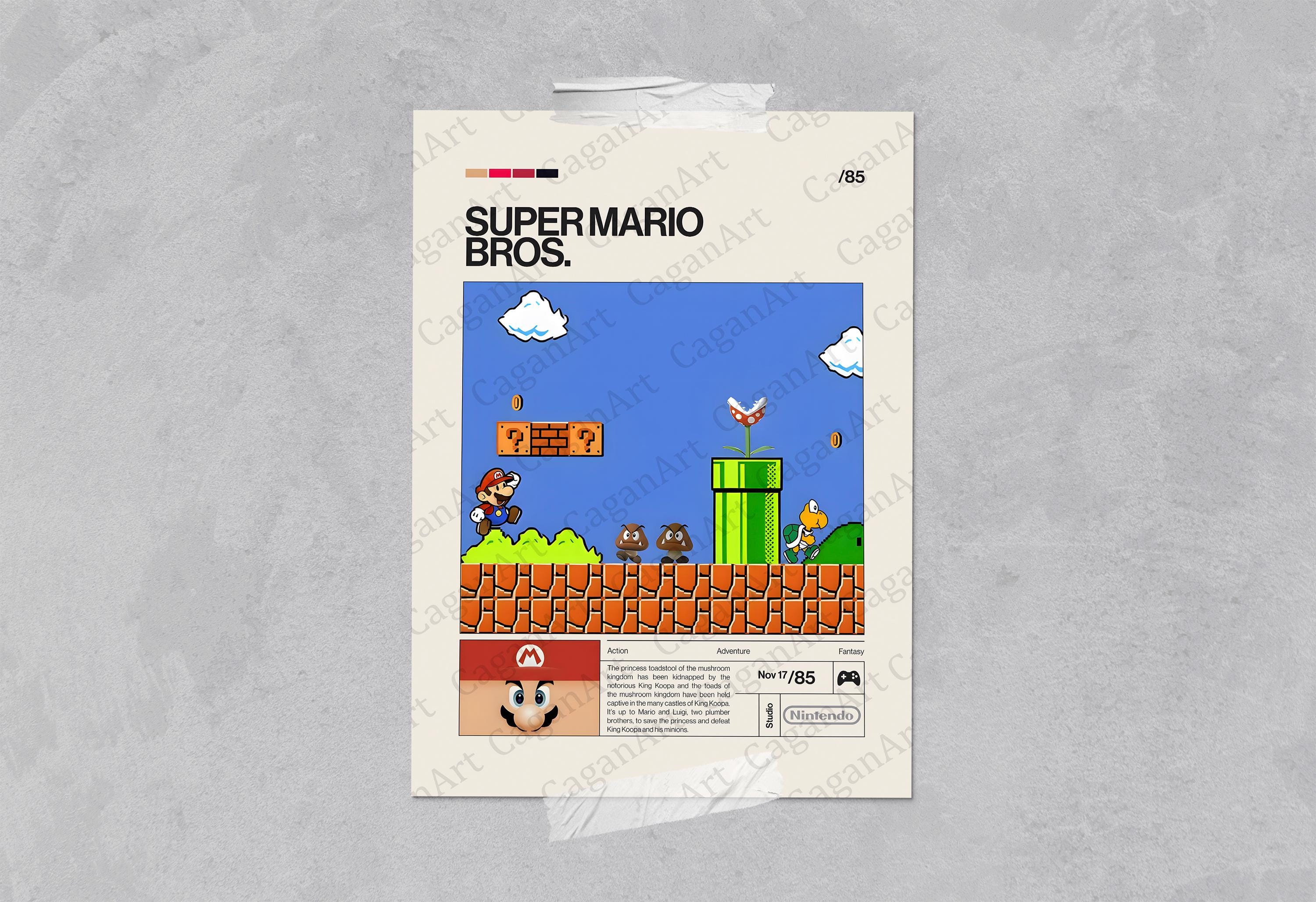 Super Mario Poster, Midcentury Modern, Retro Tv Show Poster, Minimal ...