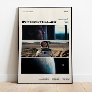 Interstellar Poster, Midcentury Modern, Retro Tv Show Poster, Minimal Movie Art, Best Movies of All Time, Custom Movie Poster
