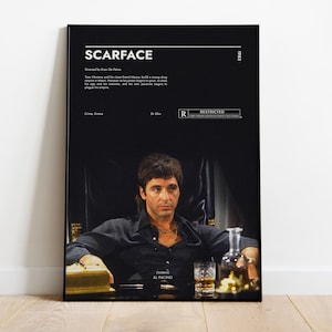 Affiche Scarface, Mid-Century Modern, Affiche d&#39;émission de télévision rétro, Art cinématographique minimaliste, Meilleurs films de tous les temps, Affiche de film personnalisée