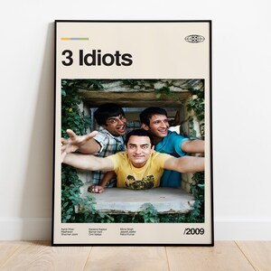 3 Idiots Movie Poster, Retro Movie Print, Modern Vintage Movie Posters, Modern Poster