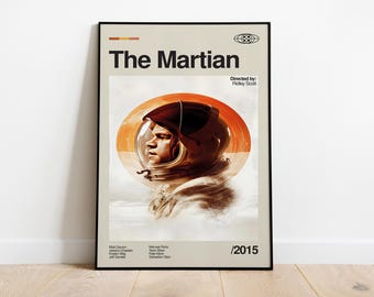 The Martian Film Plakat, Retro Mid-Century Modern Movie Print