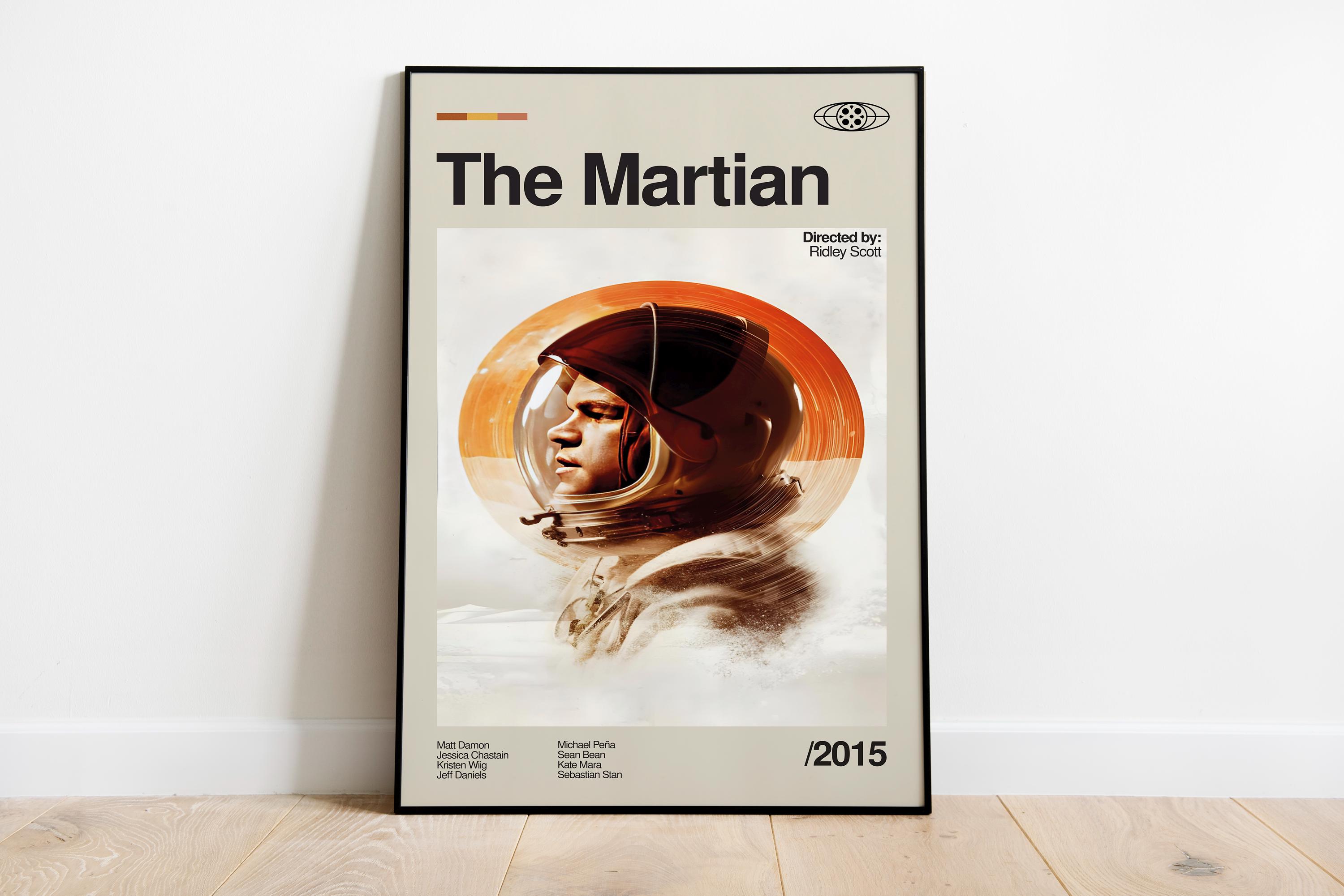 The Martian Movie Poster, Retro Mid-century Modern Movie Print