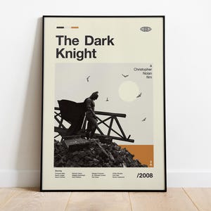 The Dark Knight Poster, Midcentury Modern, Retro Tv Show Poster, Minimal Movie Art, Best Movies of All Time, Custom Movie Poster