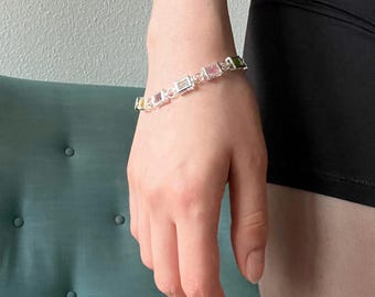 Silver 925 Bracelet with multicolored Zircon stones