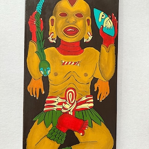 Giant two foot Xipec Totec canvas painting