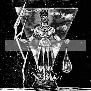 Aztec Tlaloc Black and white  Duality Download instant digital art 4800 by 4800