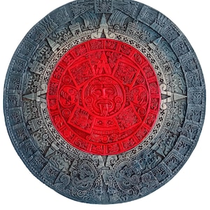 Blue aztec calendar Tonalpohualli mexica time sun stone calendario azteca