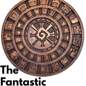 Giant 30 inch Mayan calendar sculpted in cedar with ancient numbers