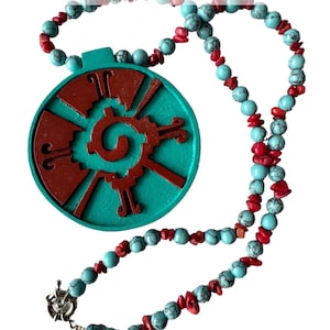 Ometeotl Hunab Ku cedar hand carved water symbol  necklace