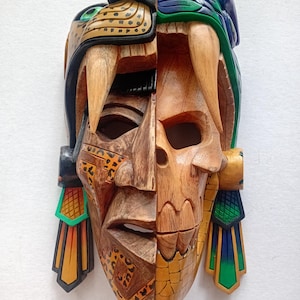 Jaguar Serpent Kaan BALAM warrior mask cedar hand sculpted