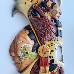 Mayan Aztec angry Eagle warrior serpent jaguar warrior Quetzalcoatl Giant Wall  panel