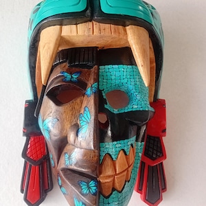 Jaguar warrior balam mask cedar hand sculpted