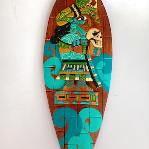 Mayan medicine Goddess in Cedar Ixchel Diosa little surfboard panel