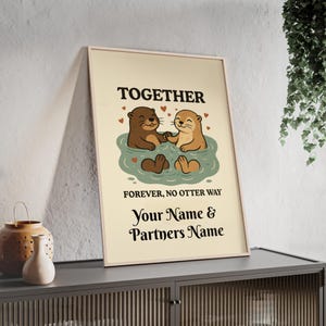 Framed Otter Print: Romantic Animal Wall Art, Personalized Decor