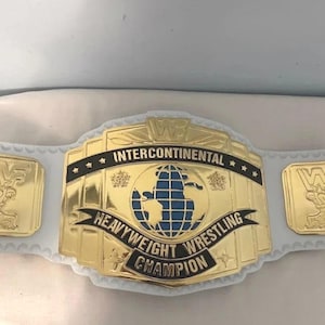 WWE Intercontinental Championship Belt: Gold Replica, Full Size, White Leather Strap