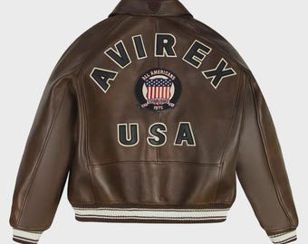 Vintage Avirex Leather Bomber Jacket: 90s Hip Hop Varsity Style