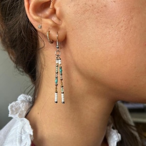Statement Boho Perlen Ohrringe | Mehrfarbiger handgemachter Schmuck | Geburtstagsgeschenk für Sie | Farbenfroher Schmuck