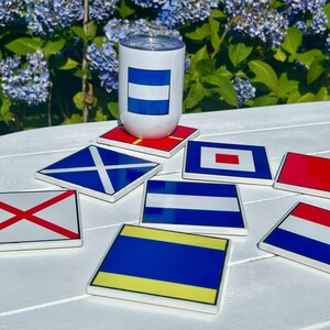 Choose Your Nautical Flag Coaster, Nautical Gift, Nautical Decor, Nautical Flag, Nautical Alphabet, Personalized Coaster