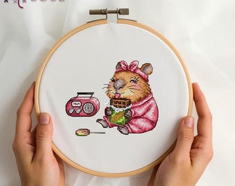 Capybara Chocolate Cross Stitch Pattern: Funny 90s Meme (PDF Pattern)