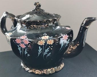 Victorian Jackfield style Teapot Jetware finish