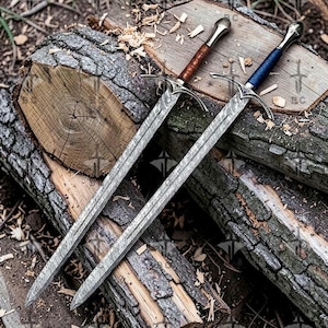 Handmade Damascus Style Longsword Pair | Medieval Fantasy Display Set