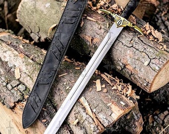 Handgemaakt gotisch middeleeuws zwaard | 5160 koolstofstaal, palissander handvat, leren schede