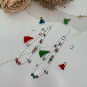 Handmade Silicone Beaded Phone Strap: Tassel or Bow Charm