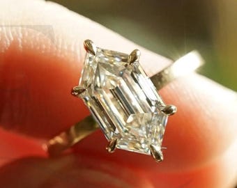 Antieke 3 kt Nederlandse marquise geslepen laboratoriumdiamanten verlovingsring unieke 14K massief gouden solitaire trouwring Git