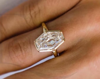 3,00 CT vintage geïnspireerde IGI-gecertificeerde ruitgeslepen bezel set Lab Grown diamanten verlovingsring Unieke 14K massief gouden solitaire trouwring