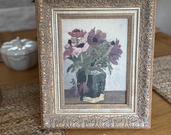 Mauve Floral Print |Muted Tones | Gold Frame | Cottagecore Decor