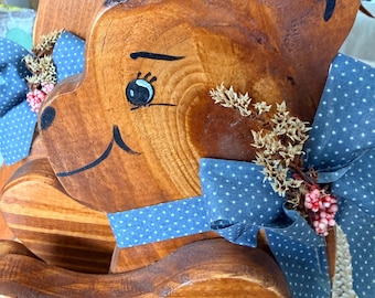 Vintage Style Wooden Teddy Bears (Set of 2) – Cottagecore Nursery Decor