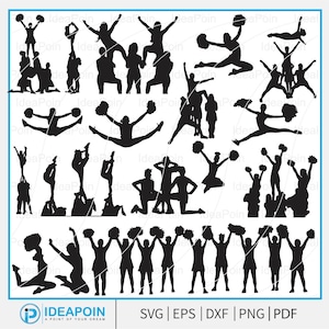 Cheer SVG Bundle, Cheerleading SVG Silhouettes, Cheerleading Svg, Cheerleader SVG, Cheer Silhouette, Digital Downlod, Cheer eps, Cheer Cut