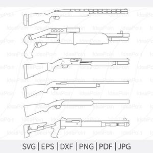 Shotgun outline svg, Shotgun svg, Hunting Logo, Shotgun Clipart, Shotgun Outline Bundle