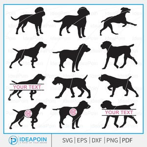 German Wirehaired Pointer svg, German Wirehaired svg, German Wirehaired Pointer Vector, Dog Breed Silhouette PNG, Hunting Dog svg