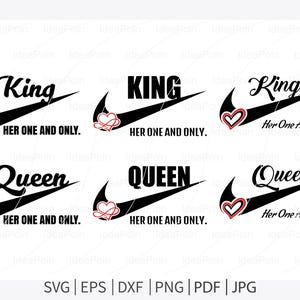 King and Queen With Crown SVG, His King Svg, Her Queen Svg, Crown Svg, For Cricut, For Silhouette, Cut File, Gift for him, Couples gift
