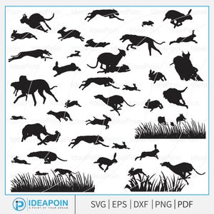 Hound Dog Chasing Rabbit SVG, Rabbit Hunting svg, Hunting Dog SVG, Rabbit Hunter with Beagles SVG, dogs chasing rabbit, Beagle Dogs svg File
