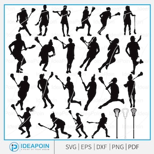Lacrosse-Frauen-Svg, weibliche Sport Clipart, Lacrosse-Sticks, Lacrosse-Frauen-Silhouetten-Viertel-Datei, Lacrosse Sport svg