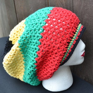 Crochet Rasta Hat - Rasta Tam - Dread Tam - Rastafari - Slouchy Beanie - Music Festivals - Summer Fashion