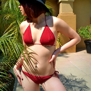 Crochet Bikini - Red Bikini - Two-Piece Swim Suit - Bathing Suit - Summer Fashion - Custom Orders